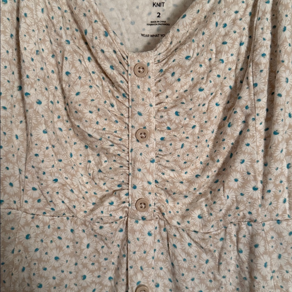 Torrid Cream and Teal Floral Knit Maxi Dress - Picture 3 of 4